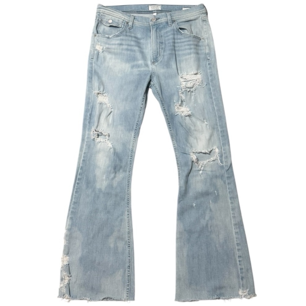 AGOLDE Light Blue Distressed Wide Leg Jeans Mid Rise Sz 27 Joyce Designer Denim